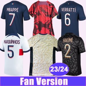 23 24 Mbappe Hakimi Mens Soccer Jerseys Kimpembe Markembe Markinhos Vitinha Home Away 3rd 4th Special Editionsフットボールシャツ半袖ユニフォーム