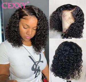 Kurly Bob Lace Front Human Hair Peruki z dziecięcym włosami Indian Water Wave 4x4 Lace Closure Peruki Krótkie Jerry Curly Bob Peruki dla Women6474312