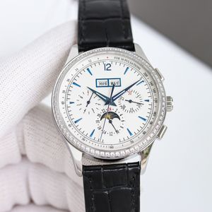 ZF fábrica relógio masculino relógio de luxo 40mm calibre 9015 movimento mostrador de diamante pulseira de couro espelho de cristal de safira relógio luminoso à prova d'água relógio fase da lua