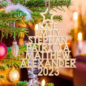 クリスマスの飾り中空の木の装飾再利用可能な木製吊り姓の姓の文字飾り飾りのためのパーティー