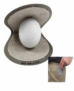 intero nuovissimo Ballzee Pocker pulitore per palline da golf in spugna foderato in plastica bagnato all'interno asciutto in tasca grigio9728547