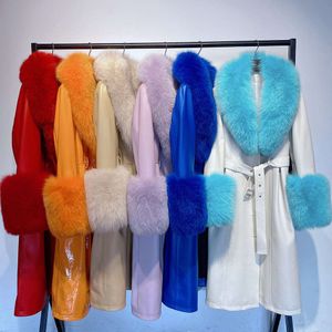 الخريف/الشتاء FIT 2023 نحيف جلود جلدية حقيقية العشب Haining Fox Fur Fur Coat 5913