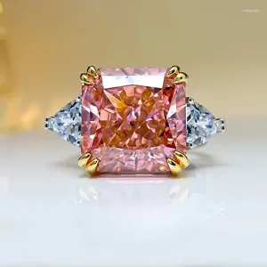 Klusterringar europeiska och amerikanska tunga industrier papalacha rosa orange ring kvinnlig importerade bröllop smycken med hög koldiamant