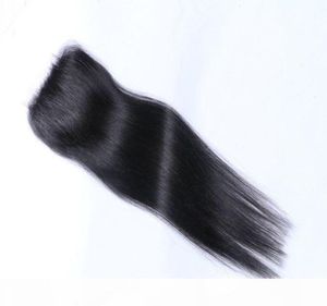 Fechamento superior do laço do cabelo humano 3 vias parte fechamento superior do laço 4x4quot cabelo peruano fechamento do laço suíço nós descorados em linha reta hair3364255