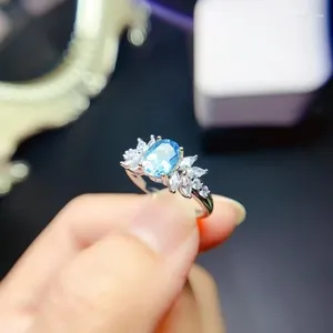 クラスターリングパーティーのためのChrame Silver Gemstone Ring 6mm 8mm VVSグレードナチュラルトパーズ925スターリング