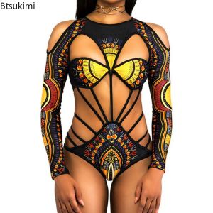 Set donna costume intero costume da bagno fasciatura body africano sexy stampa costumi da bagno femminile taglio alto monokini costume da bagno da donna Biquini2023