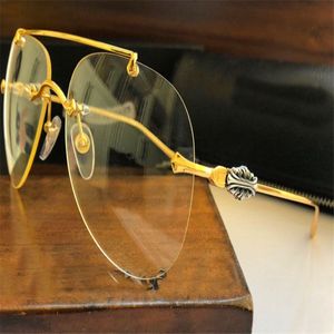 Nova moda design de armação óculos transparentes STAVINS V piloto sem moldura retro lente clara simples popular óculos ópticos333O