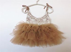 Girls Flower Dress Modna odzież dla dzieci 2017 Summer Lace Rhinestone Bows Sukienka Pasek Dziewczyny Bez rękawów Sukienka do ciasta Princess T31958729779