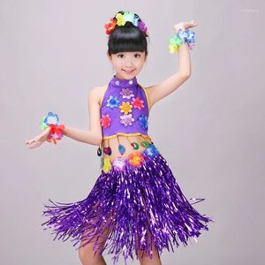 Abbigliamento da palcoscenico La stazione di servizio alle Hawaii Bambini Ballo latino Costumi Hula Gonna da principessa da tavolo