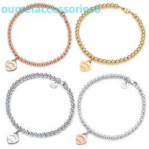 2024 Designer Luxury Brand Jewelry Chain 100% 925 4mm Round Bead Love Heart-shaped Bracelet Female Silver Bottom Plating for Girlfriend Souvenir Gift Fashion