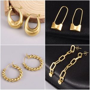 Designer Jewelry Titanium Steel Ear Huggie 18K gold plated shiny non-fading earring hoop Women's Anti allergy Earrings punk e200g