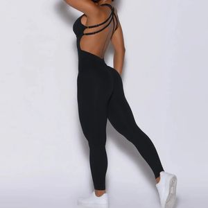 Sporty Jumpsuit Women Sportwear Lycra Sport Outfit Woman Sportswear Push Up Gym Set Women Fitness Overalls Yoga Clothes Black 240301
