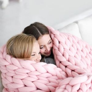 10 Colors 60 60cm Chunky Knit Blankets HandCrafted Blanket Sofa Air Condition Bed Woven Yarn Kinitted Throw Pograph Blanket227O