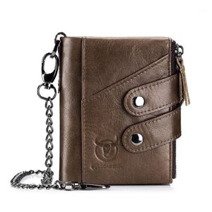 TopFight Brand Bullcaptain Blocking Protection Anti-Theft Scan Male Leather Biflod Short Wallet Large Men Wallets1256m