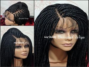 Whole Cheap Synthetic Braided Lace Front Wigs Hand Tied Box Braid Wigs with baby hair Heat Resistant for African American Wome2174121