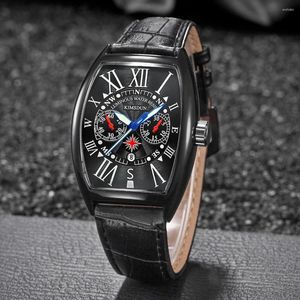 Armbanduhren Tonneau Black Face Klassische Herrenuhren Top Quarzuhr Männer Stahl Wasserdichte Uhr Business Relogio Masculino