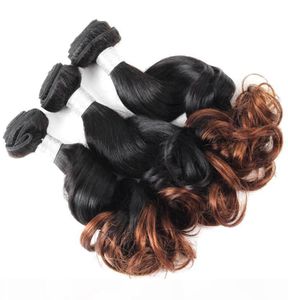 Bouncy Curly 3 Tone Ombre Brasilianska mänskliga hårbuntar 12quot24quot T1B 4 30 Remy Peruvian Human Hair Extensions 9095775