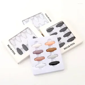 Brooches 8pcs/Box Muslim Hijab Pins Colorful Black And White Safety Clips Ladies Hair Dressing Accessories