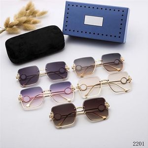 Pearl Designer Solglasögon för kvinnor Semirimless Gold Stent Ladies Eyewear Multicolor Outdoor Woman Square Lens Sun Glasses2507