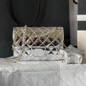 Omuz Çantası Zinciri Çanta Tasarımcı Çanta Kadın Gümüş Patent Deri Crossbody Çanta Kart Çanta Pentagram Cüzdan Lüks Tote Çanta Tasarımcı Çanta