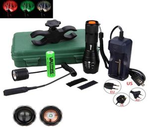 Green Red White Hunting Light 5000 Lumens Tactical Justerable Focus Torch Huntmontering 18650 Batteriset Remote Pressure Switch 21577996