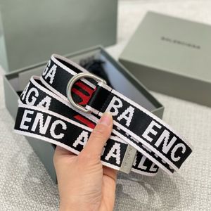 Brand Paris 22SS Woven Jacquard Designer Belt Embroidered with Steel Print High Street Fashion Mens and Womens Belt Classic Retro Couple Belts