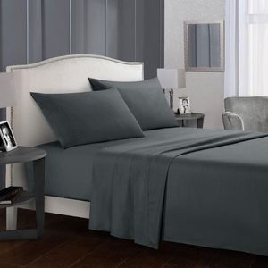 Cor pura conjunto de cama breve roupa de cama folha plana caso rainha rei tamanho cinza macio confortável branco set303t