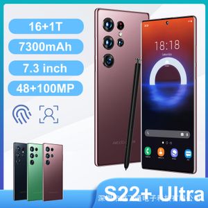 Neues grenzüberschreitendes Telefon S22 Ultra True 4G Android 7,3-Zoll-Telefon mit echtem perforiertem Großbildschirm