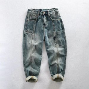 Mäns jeans Autumn Cotton Casual Straight Men kläder Loose Streetwear Joggers byxor AG7177