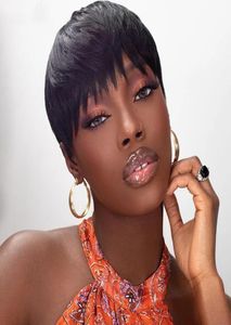 Very short human Hair wigs for Black Women Pixie cutl braziliannone Lace guleless full machine made Wigs9307127