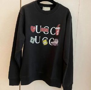 2024 مصممة من نوع Sweatshirt مصممة هوديي ملصق أزياء الضوء الفاخر الخريف الخريفي والخريف الشتوي ثلاثية الأبعاد رسم كاريكاتوري طباعة قمة غير رسمية فضفاضة