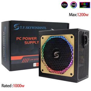 컴퓨터 전체 모듈 식 1000W PC 용 전원 공급 장치 최대 1200W 메달 활성 PFC ATX 지원 듀얼 CPU 폰테 PC 1000W 90-264V 240307