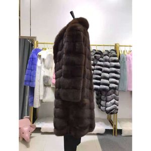 Nytt 2023 Specialerbjudande Rysk blå fruktkrage Fashion Diagonal Long Women's Sable Fur Coat 6995