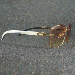 2022 Factory Whole New Vintage Luxury Man Sunglasses Men C Deco Jagged Edge Recipe Glasses White Black Buffalo Horn Shades For232h