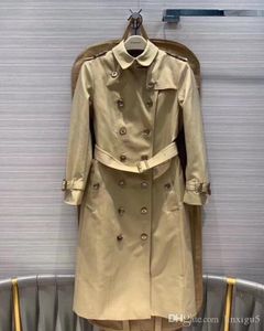Женские тренчи Women039s, длинное пальто, двубортная водонепроницаемая ветровка с поясом, тонкое однотонное классическое новое пальто