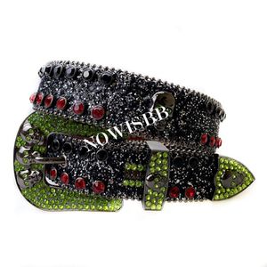 Punk Skull Rhinestone BB Bling Simon Billts Women Men Luxury Brand Leather Cross Strap Diamond Sudded Y2K Western Weist Belts for 221p