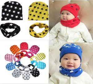 Yıldızlar Beanie şapka ve eşarp seti bebek çocuklar sevimli kış bandana kafatası kapakları 2 parçalar kızlar kızlar toddler pamuk atkı kafa bandı şapkalar4194726