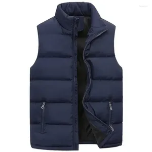 Mäns västar Autumn och Winter Casual Fashion Solid Color Warm Vest ärmlös jacka dragkedja Stativ krage