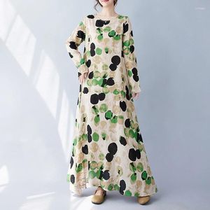 Casual Dresses 2024 Long Sleeve Print Floral Holiday Style Prairie Chic Outdoor Travel Spring Dress Fashion Women Autumn