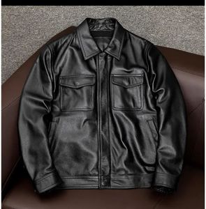 Großhandel.100 % echte Lederjacke.Klassische lässige schwarze Herren-Rindslederkleidung.Qualitäts-Ledermantel in Übergröße.Vatergeschenk 240226