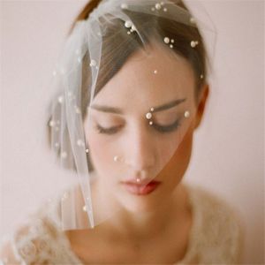 Vintage Wedding Bridal White Birdcage Veil Blusher Net Face Veil One Layer Hair Accessories Comb Headpieces Jewelry Pearl Veil Hea2868