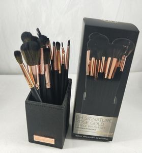 Pennello per trucco di marca Maquillage Signature Set di pennelli in oro rosa 13 pezzi per viso, occhi, labbra, fondotinta in polvere, ombretto, cosmetici con 7599225