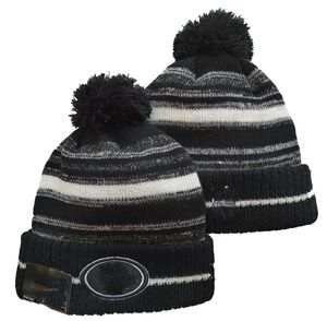 New Football Beanies Black 2021 Sideline Sport Pom Cuffed Knit Hat Knit Hat Pom Pom Cap 32 Teams Knits Mix And Match All Caps5727175