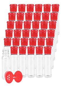 2oz60ml plastik baharat kavanozları şişeler 27 oz80ml Boş baharat kapları çeşni tuzlu biber tozu 5721417 için kırmızı kapaklı