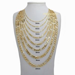 14K italiensk Figaro Link Chain Halsband 4mm till 6 8 10mm guld GF 24 312J