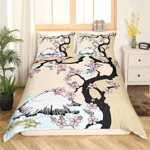 Conjuntos de cama Flor de Cerejeira Conjunto Flor Ramo Capa de Edredão Estilo Japonês Botânico Paisagem Pinturas Consolador Decoração do Quarto