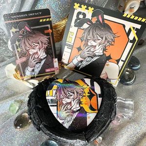 Portachiavi Genshin Impact Originale 3 Pz/set Fan Works Baizhu Scaramouche Killer Bunny Boy Carta Quadrata Trasparente Amore Distintivo Fan Regalo