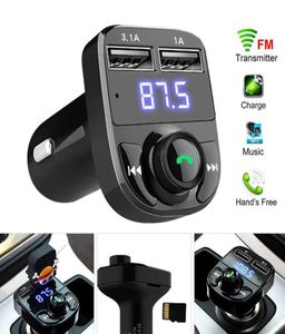 FM X8 Sändare Aux Modulator Bluetooth Handsfree Car O Mp3 Player med 3.1A Snabbladdning Dual USB Car Charger4864676