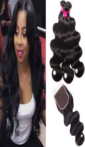 8a Remy Brazylijska prosta fala ciała luźna fala Kinky Curly Deep Wave Human Human Humn Hair z 4x4 koronkowe zamykanie ludzkie włosy z 7684114