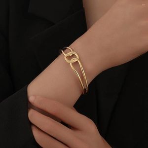 Bangle Simple Design 2 Colors Stainless Steel Round Circular Open Bracelets For Women Men Party Wedding Bangles Jewelry Gift Unisex